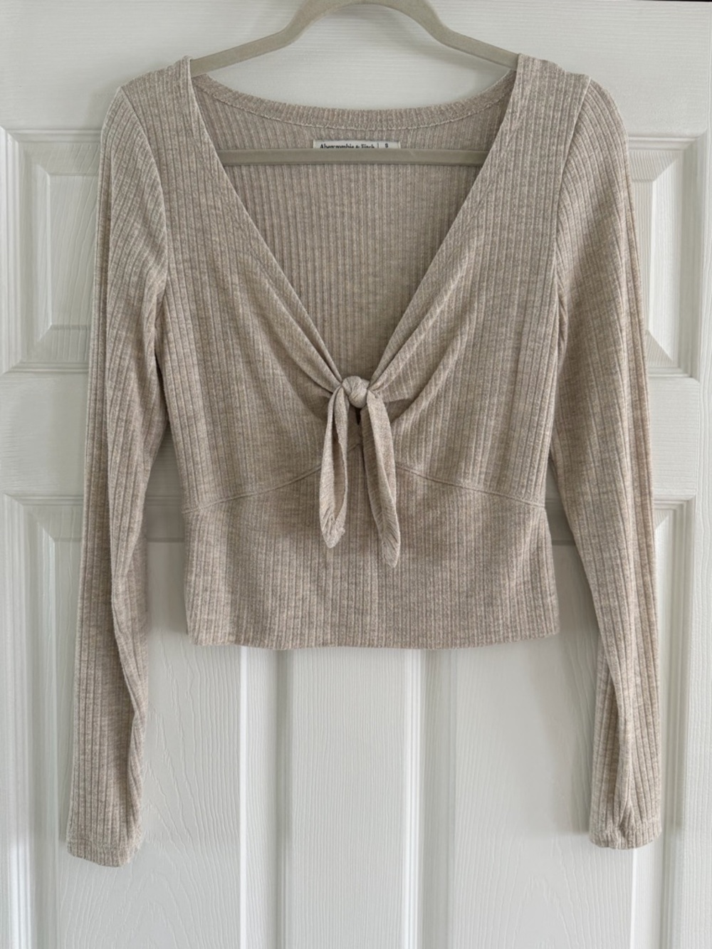 Abercrombie & Fitch Tie-Front Ribbed Long Sleeve Top